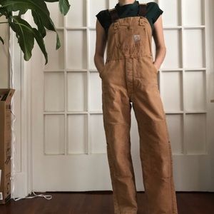 Vintage Y2K Carhartt Tan Streetwear Insulated Bib Overalls